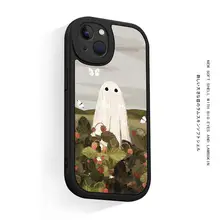 文芸的なレトロな小幽霊のイラスト【全包型・スマートフォンケース対応】
