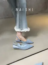 パンプスサンダル レディース 羊革 スエード ウェッジヒール アンクルストラップ ポインテッドトゥ バックオープン フレンチスタイル きれいめ 上品 カジュアル