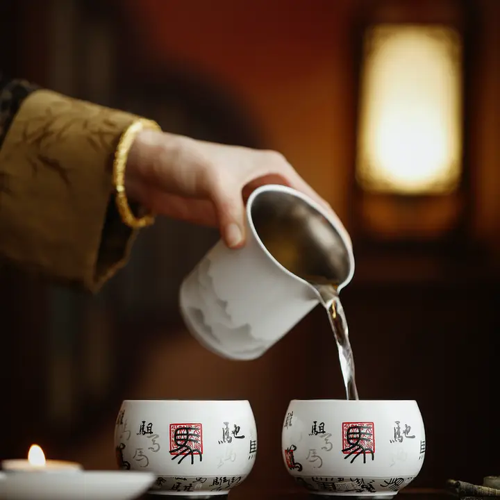 湯呑み 2点セット チタン磁器 干支 午年 上品 ギフト 父の日 母の日 敬老の日 誕生日 恩師