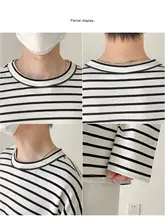 わずかにオーバーサイズのストライプ長袖Tシャツ【コットン・ユニセックス・春秋用】