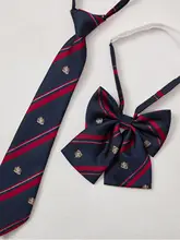 青いアンカー柄のJKスタイルリボン付きブラウス【学院風・子供用・フリルデザイン】