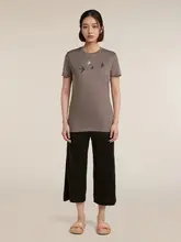 女性用 アウトドア プリント半袖Tシャツ【100%美利奴羊毛・軽量・快適】