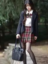 百褶スカートセット【女子高生風・春秋用・チェック柄・2点セット】