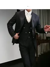 ダブルブレストのファッショナブルなベスト【カジュアル・結婚式用・男性用】（セットアップ対応）