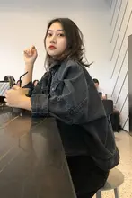 春のデニムジャケット【ゆったりショート丈・レトロ・原宿スタイル】
