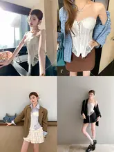 レース花柄刺繍のフィッシュボーンビスチェトップス【胸パッド付き・女性用】