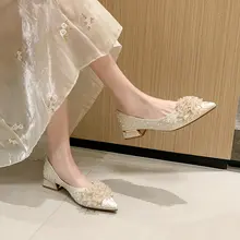 粗めヒールのフレンチスタイルパンプス【結婚式対応・大きいサイズ・夏用】（セットアップ対応）