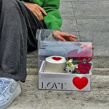 透明PVC製 手提げ折りたたみフラワーボックス【DIY・花束・ケーキ用ギフトボックス】