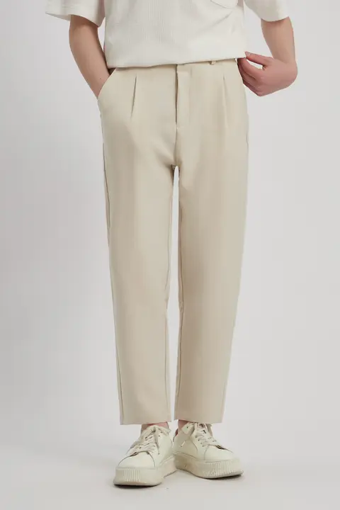 春夏用の薄手ストレートパンツ【メンズ・ゆったり・九分丈・シンプルデザイン】（セットアップ対応）