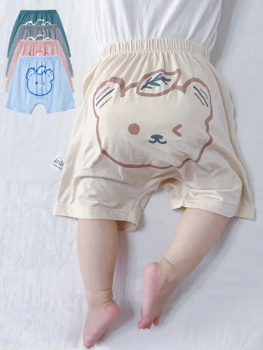 夏用 赤ちゃん用 カートゥーンデザインのショートパンツ【モダール・薄手・五分丈】（セットアップ対応）