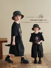 子供用コットン短袖Tシャツ【ブラック・ゆったり・通気性・夏用】