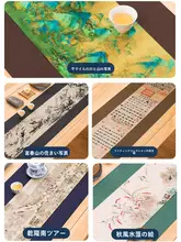 テーブルランナー 茶席マット 撥水加工 蘭亭序図柄 チャイナテイスト 和モダン 高級感 茶室 和室 インテリア