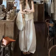 夏用エアリーリネンバルーンパンツ【ハイウエスト・スリム効果・フィット】