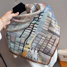 アートプリントデザインのリバーシブルストール【シルクタッチ・ファッション・春用・日焼け防止】