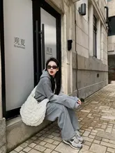 自带穿搭感高克加绒パーカー女性用カジュアルパンツ（セットアップ対応）