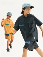 子供用 夏季アウトドアキャンプウェア【通気性のある半袖シャツ・メッシュショートパンツ】（セットアップ対応）