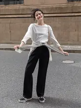 秋季用長袖Tシャツ【Vネック・ホワイト・スリムフィット】