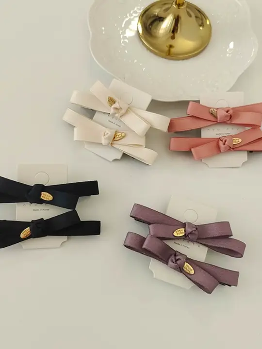 かわいいリボンヘアクリップ【布製・二重層・甘いデザイン】