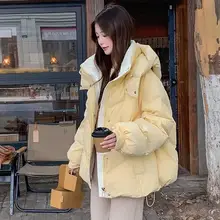 冬用 レディース フード付き 厚手コットンジャケット【ゆったりシルエット・ショート丈】