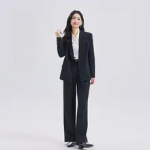 春季向け ブラックジャケット【ビジネス・女性用・通勤・エレガント】（セットアップ対応）