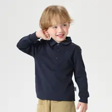 おしゃれな長袖ポロシャツ【子供用・学院風・秋冬用・白】
