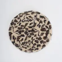 レトロベレー帽【ヒョウ柄・ウサギ毛・秋冬用・インスタ風】