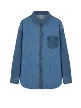 深浅水洗デニムのゆったりHラインシャツ【夏用・カジュアル】