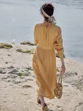 感のあるデザインのワンピース【麻素材・ウエストシェイプ・春夏用】