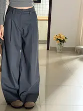 リラクシングスタイルのグレーのワイドレッグパンツ【極上の柔らかさ・大きいサイズ・ストレートシルエット】（セットアップ対応）