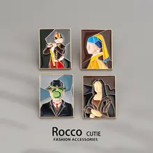 2025 レトロ有名な絵画 ブローチ 抽象アート メタル