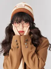 ニット帽 秋冬 季節 アカデミックスタイル 茶色 保温 レトロ ユニバーサル