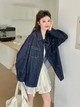 刺繍小馬プリントデニムシャツ【春用・短丈・女性用】
