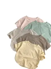 軽やかで快適な竹節コットンの子供用Tシャツ【夏用・男女兼用・短袖・クリーム色】（セットアップ対応）