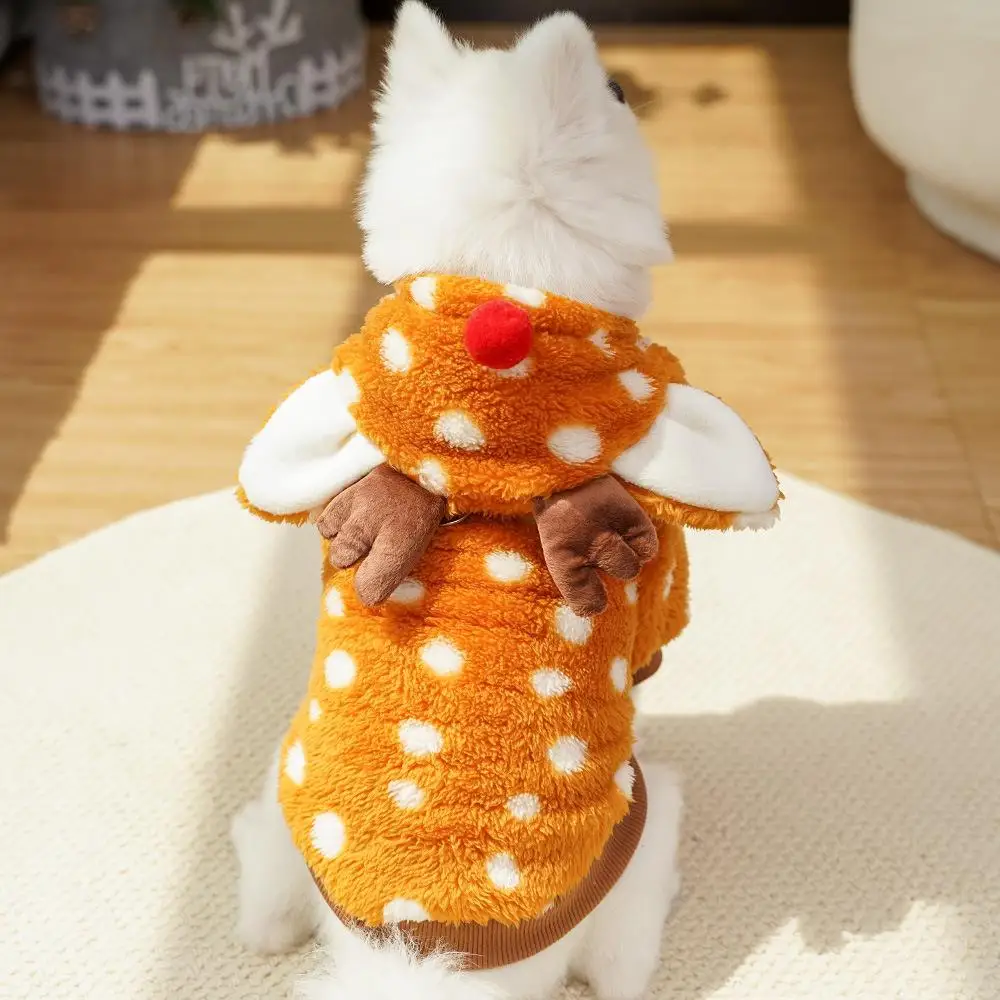 クリスマス衣装 犬 フリース連帽衛衣：変身装で秋冬のプレゼントに最適な選択