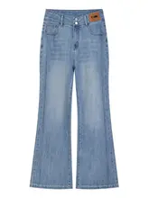 ジーンズ マイクロフレア女性プラスサイズ太った女の子ハイウエスト痩身