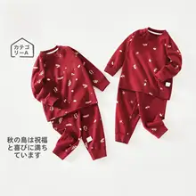 ベビー服 2点セット キッズ 女の子 綿100% 赤 お祝い 百日祝い お宮参り 春 秋 ルームウェア