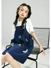 サロペットワンピース キッズ ガールズ フェイクレイヤード 夏 サマー