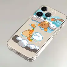 iPhone対応 透明カートゥーンデザインのスマホケース【全包・防摔・男女兼用】