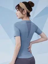 花柄のフィットネスウェア【女性用・無地・メッシュパネル・短袖・ヨガ・ランニング】