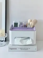 シンプルなデザインのティッシュボックス【リモコン収納機能付き・多機能デスクトップ用】