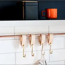 多機能S字型本革フック【バスルーム・リビング・キッチン用・タオル・衣類吊り下げ】