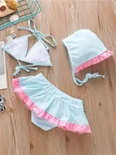 可愛いデザイン！子供用水着【ビキニスタイル・速乾・水泳帽付き】