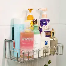 ステンレス製 中型 調味料ラック【穴あけ不要・キッチン・バスルーム用・大容量】