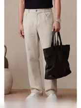 カジュアルパンツ メンズ テンセルリネン フレア ゆったり きれいめ 着回し「UADER」