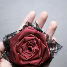 立体布製ローズヘッドドレス【ビンテージ風・深紅・装飾用】