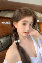 フレンチシンプルデザイン パールヘアゴム【低いお団子・ポ二ーテール対応】