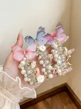 パールバタフライヘアゴム【ポニーテール・泡状編み込み用・弾力性あり】