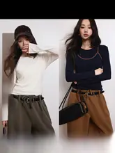 韓国風 ハイネックキャミソールとタイトTシャツの2点セット（セットアップ対応）