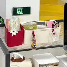 デスク用ハンギング収納ボックス【仕切り付き・文具・お菓子・ティッシュ収納対応】