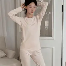 暖かい生姜発熱保温インナー【秋冬用・女性用・長袖トップス＆ロングパンツ】（セットアップ対応）